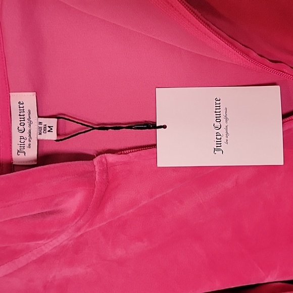 Juicy Couture PINK Velvet Velour Bling Track Suit 2pc hoodie Pants size Medium - Picture 5 of 9
